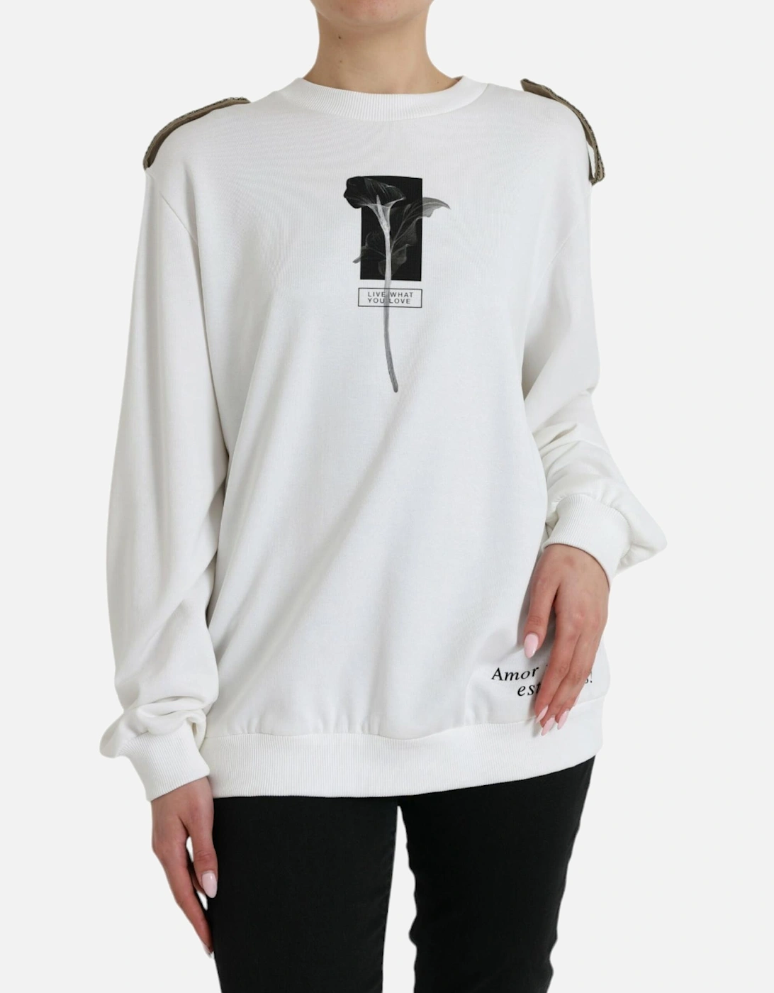 Luxury Black and White Crew Neck Sweater Women, 7 of 6