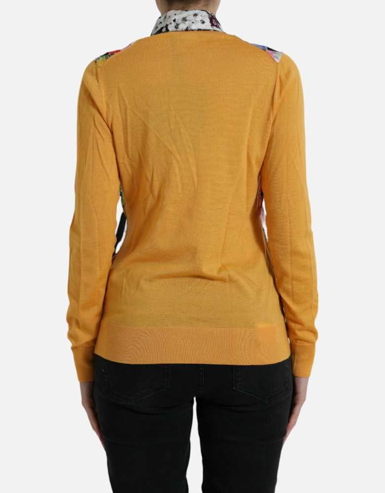 Patchwork Henley Shirt Sweater with Silk Lining Women - Multicolor