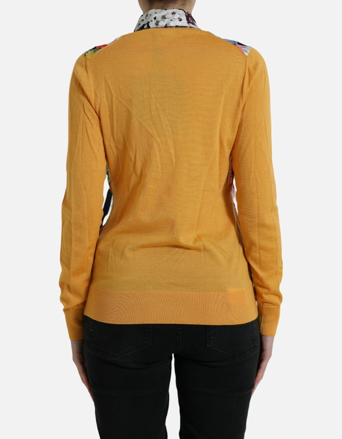 Patchwork Henley Shirt Sweater with Silk Lining Women - Multicolor