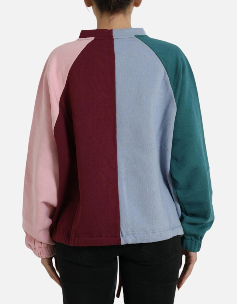 Cotton Pullover Crew Neck Sweater with Logo Women - Multicolor