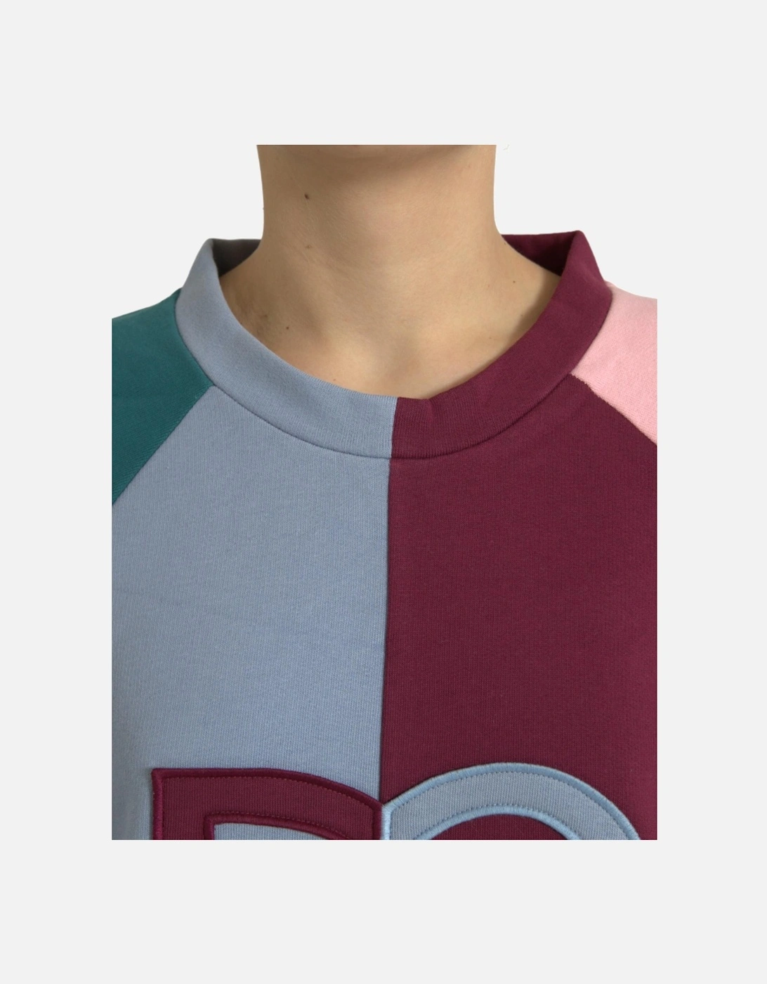 Cotton Pullover Crew Neck Sweater with Logo Women - Multicolor