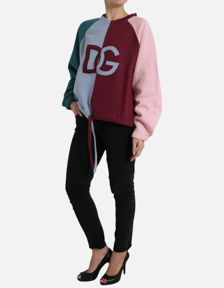 Cotton Pullover Crew Neck Sweater with Logo Women - Multicolor