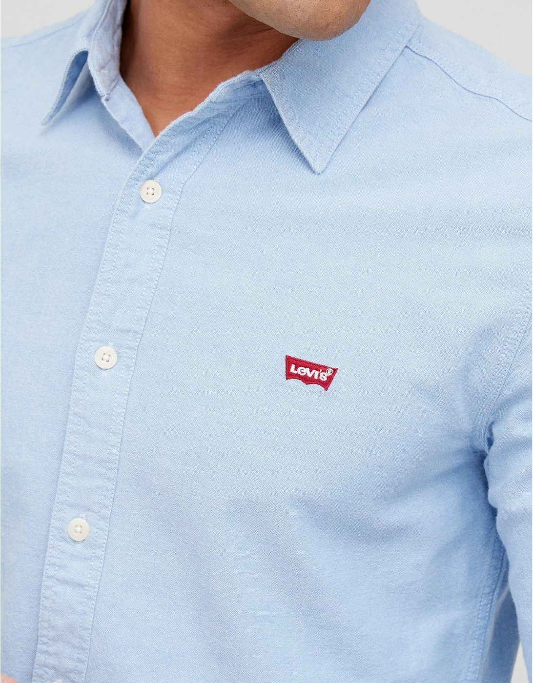 Slim Fit Embroidered Logo Oxford Shirt - Light Blue
