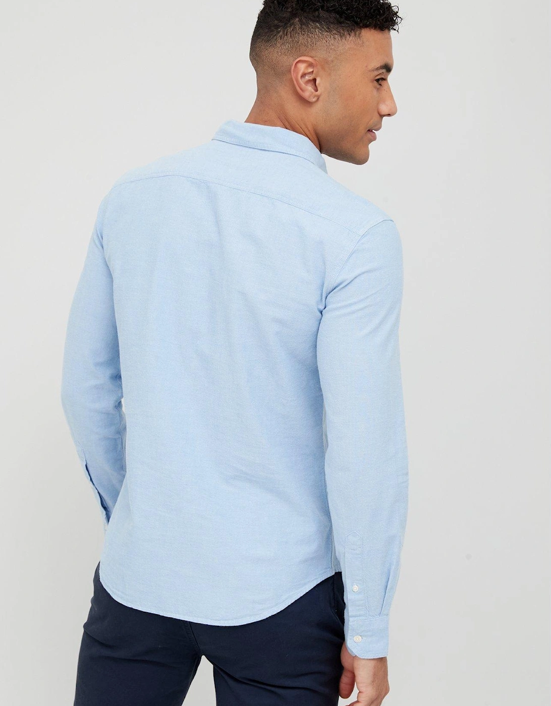 Slim Fit Embroidered Logo Oxford Shirt - Light Blue
