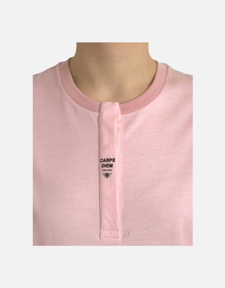 Elegant Floral Print T-Shirt in Pink Cotton Women
