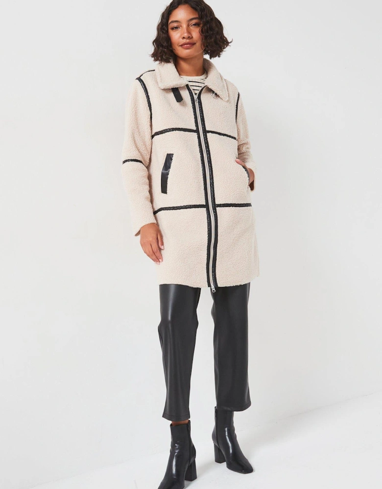 Teddy Longline Coat - Cream