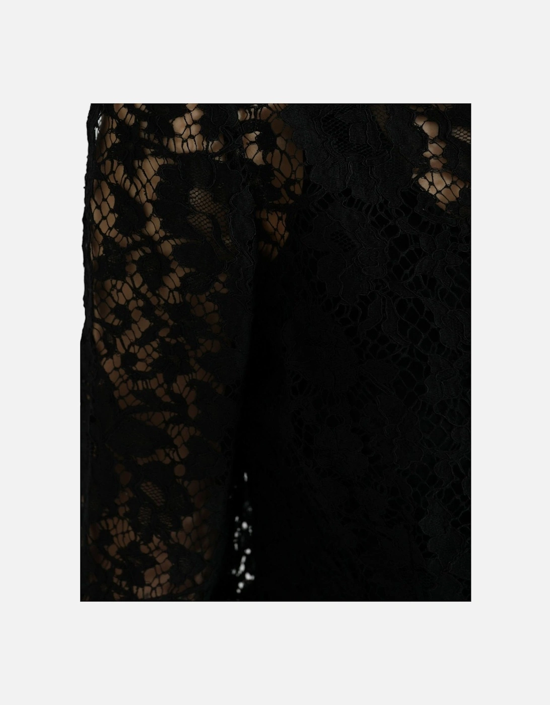 Black Long-Sleeved Floral Lace Blouse with Button Front Closure Women
