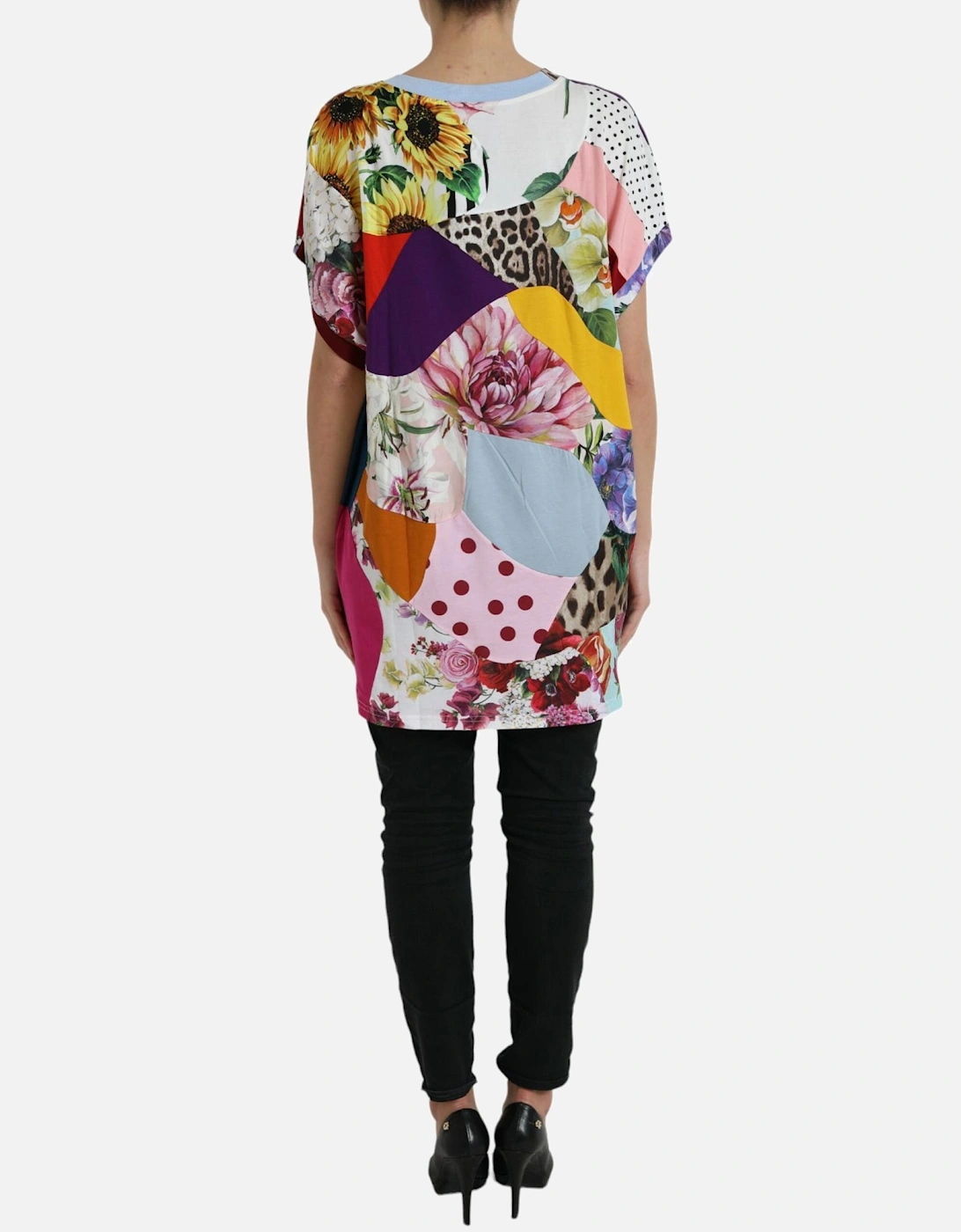 Patchwork Cotton-Silk Short Sleeve Blouse Top Women - Multicolor