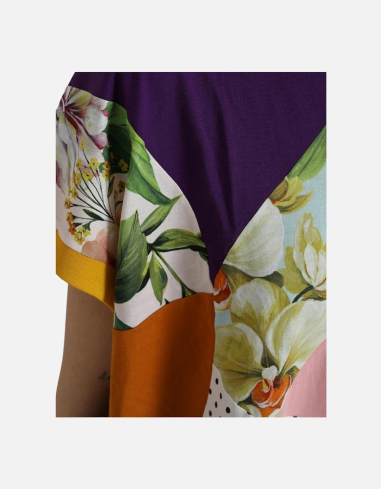 Patchwork Cotton-Silk Short Sleeve Blouse Top Women - Multicolor