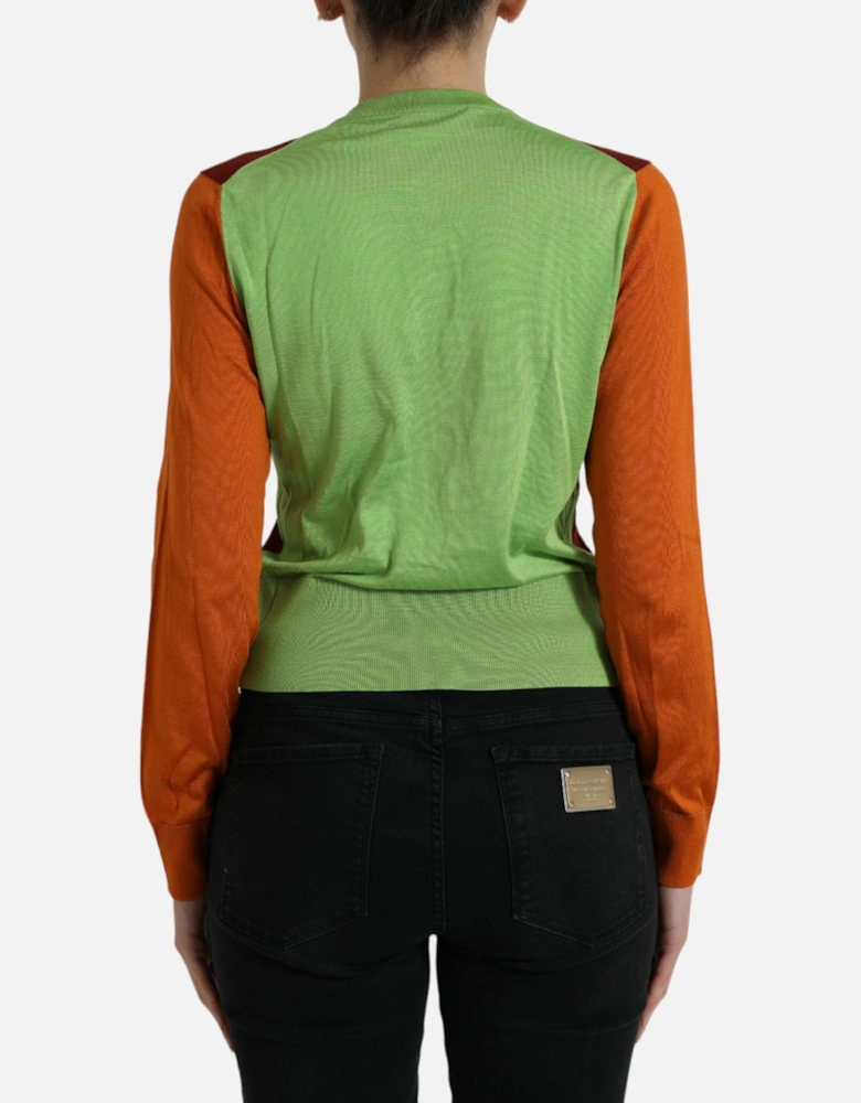 Silk Button Front Cardigan Sweater with Logo Details Women -