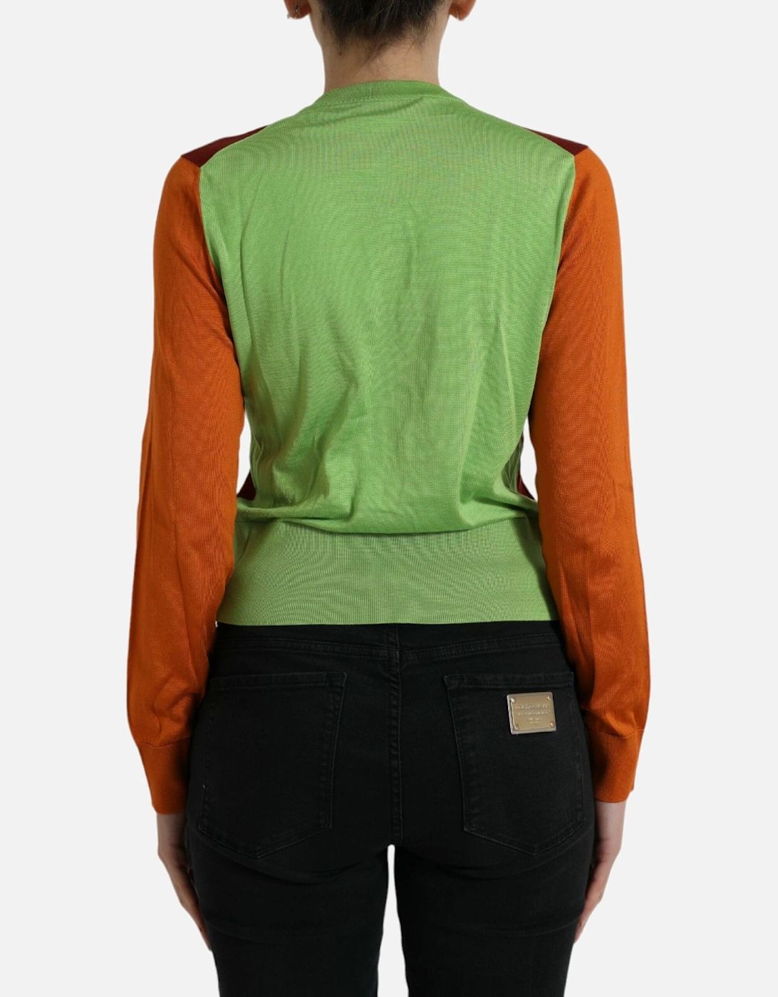 Silk Button Front Cardigan Sweater with Logo Details Women -