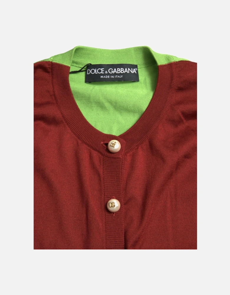 Silk Button Front Cardigan Sweater with Logo Details Women -
