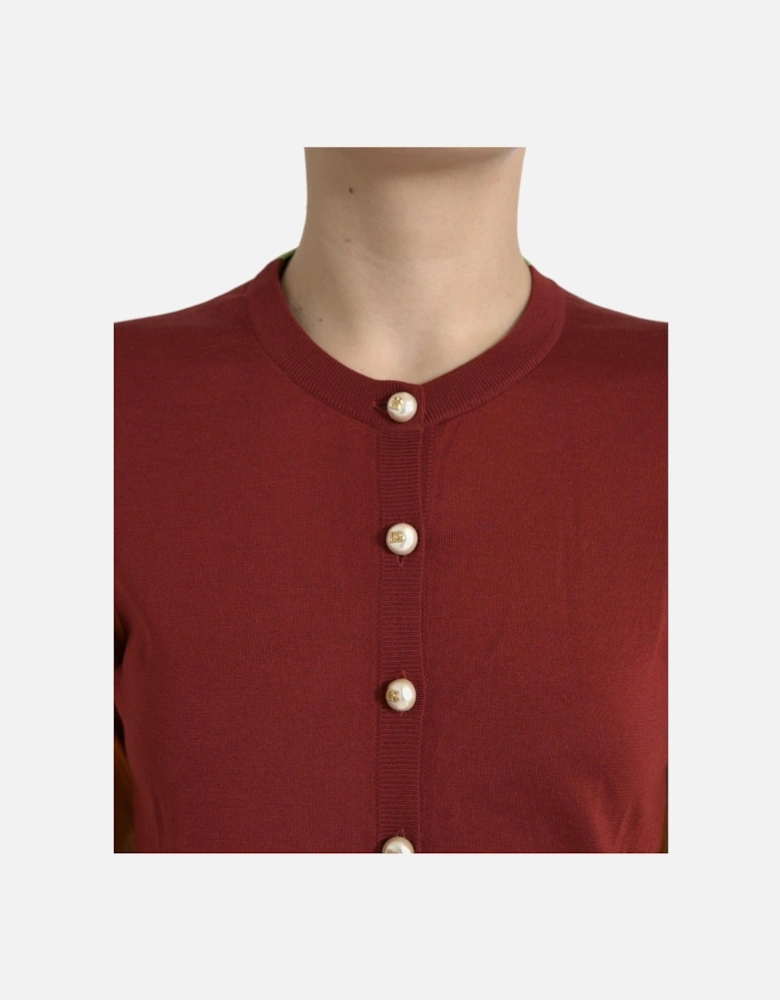 Silk Button Front Cardigan Sweater with Logo Details Women -
