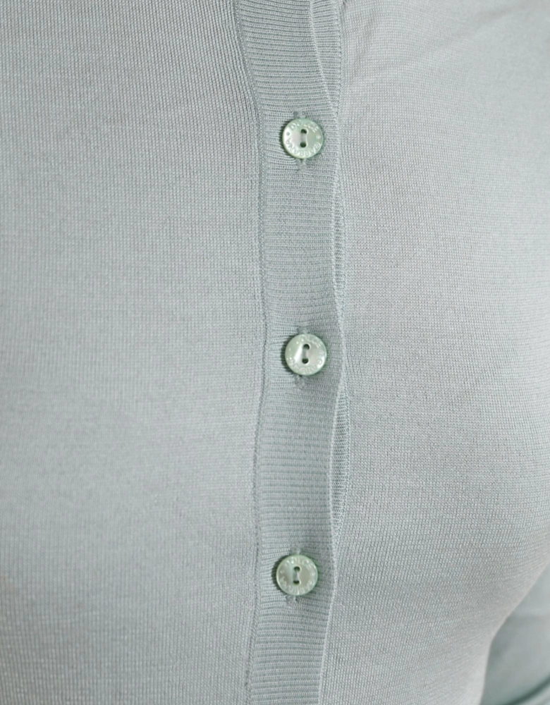 Silk Button Front Cardigan Sweater Women - Light Blue