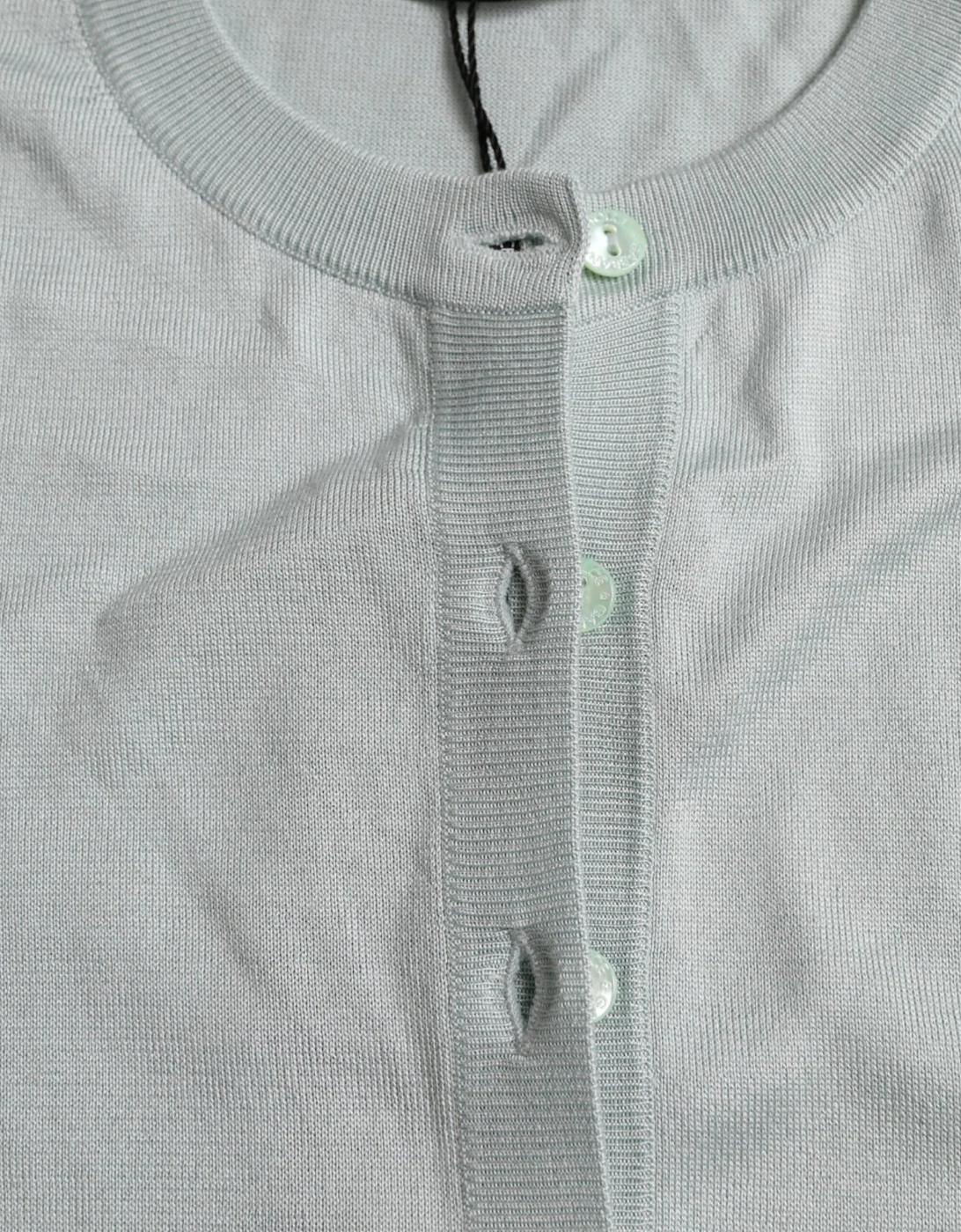 Silk Button Front Cardigan Sweater Women - Light Blue