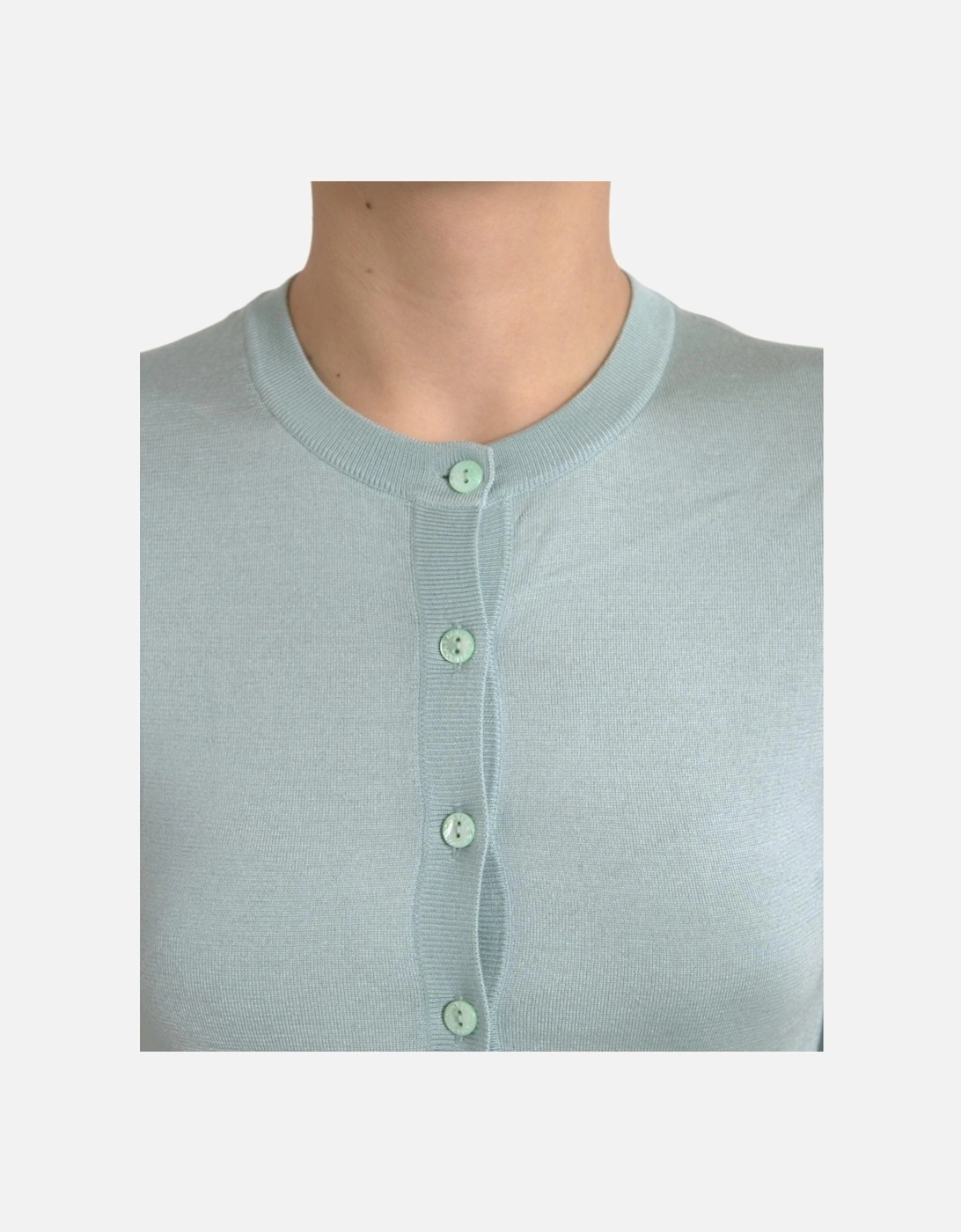 Silk Button Front Cardigan Sweater Women - Light Blue
