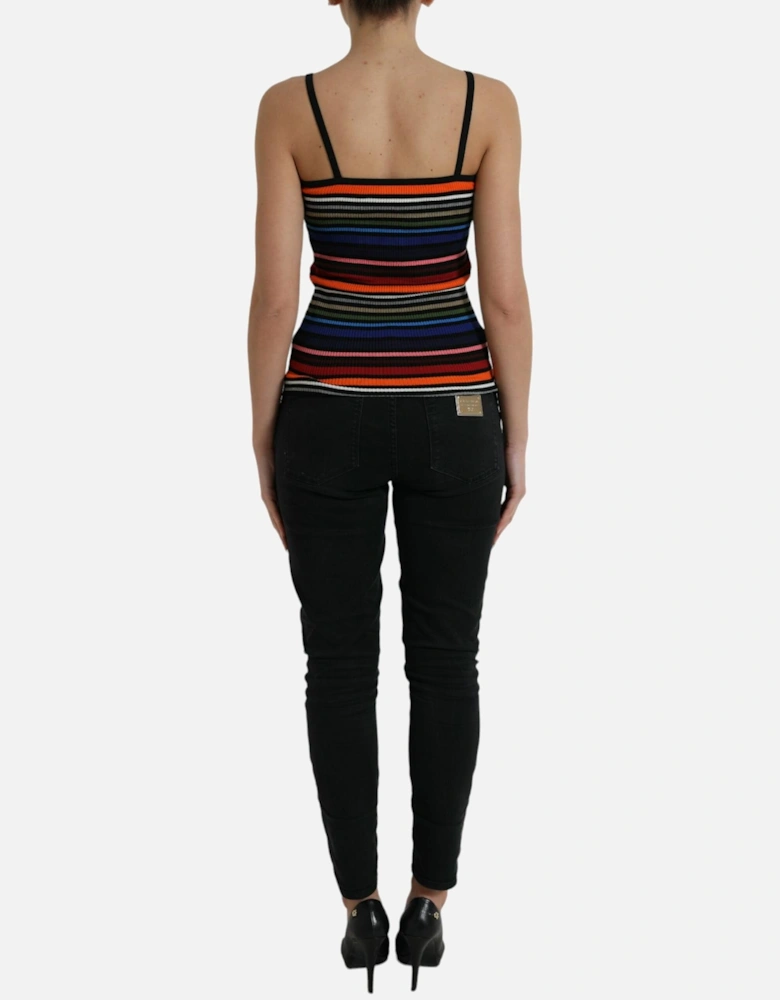 Striped Cotton Blend Tank Top with Logo Detail Women - Multicolor