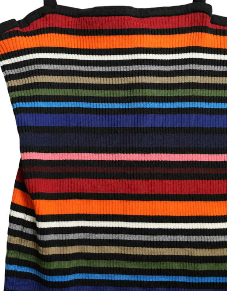 Striped Cotton Blend Tank Top with Logo Detail Women - Multicolor