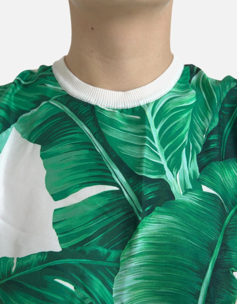 Silk Banana Leaf Print Tank Top Women - White T-Shirts