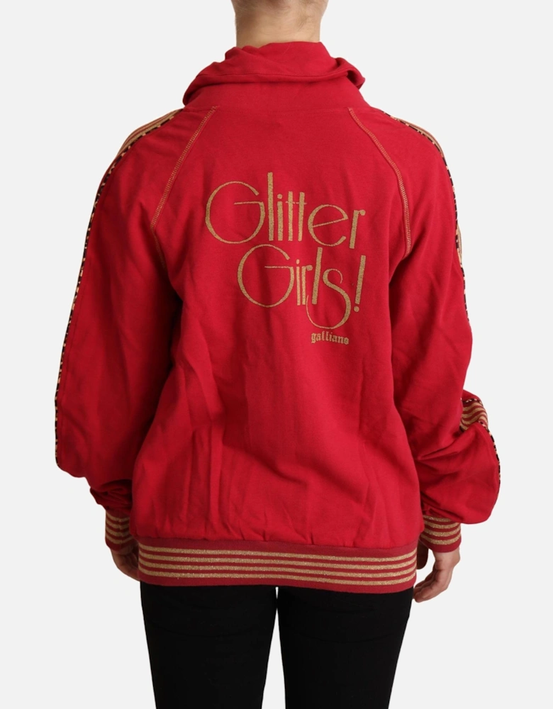 Red Cowl Neck ZipUp Hoodie Women Sweaters