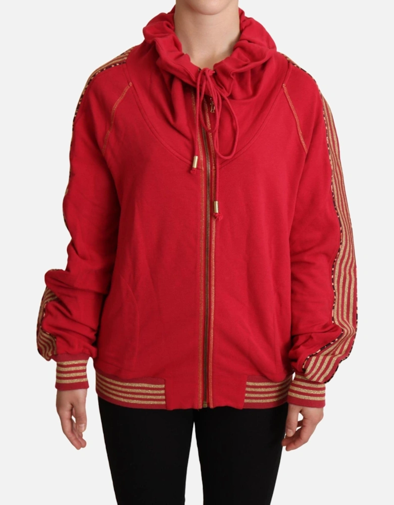 Red Cowl Neck ZipUp Hoodie Women Sweaters