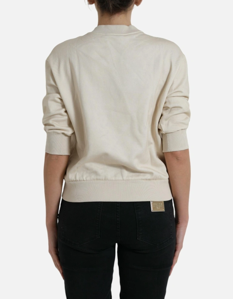 Jungle Print Crewneck Pullover Sweater Women - Beige
