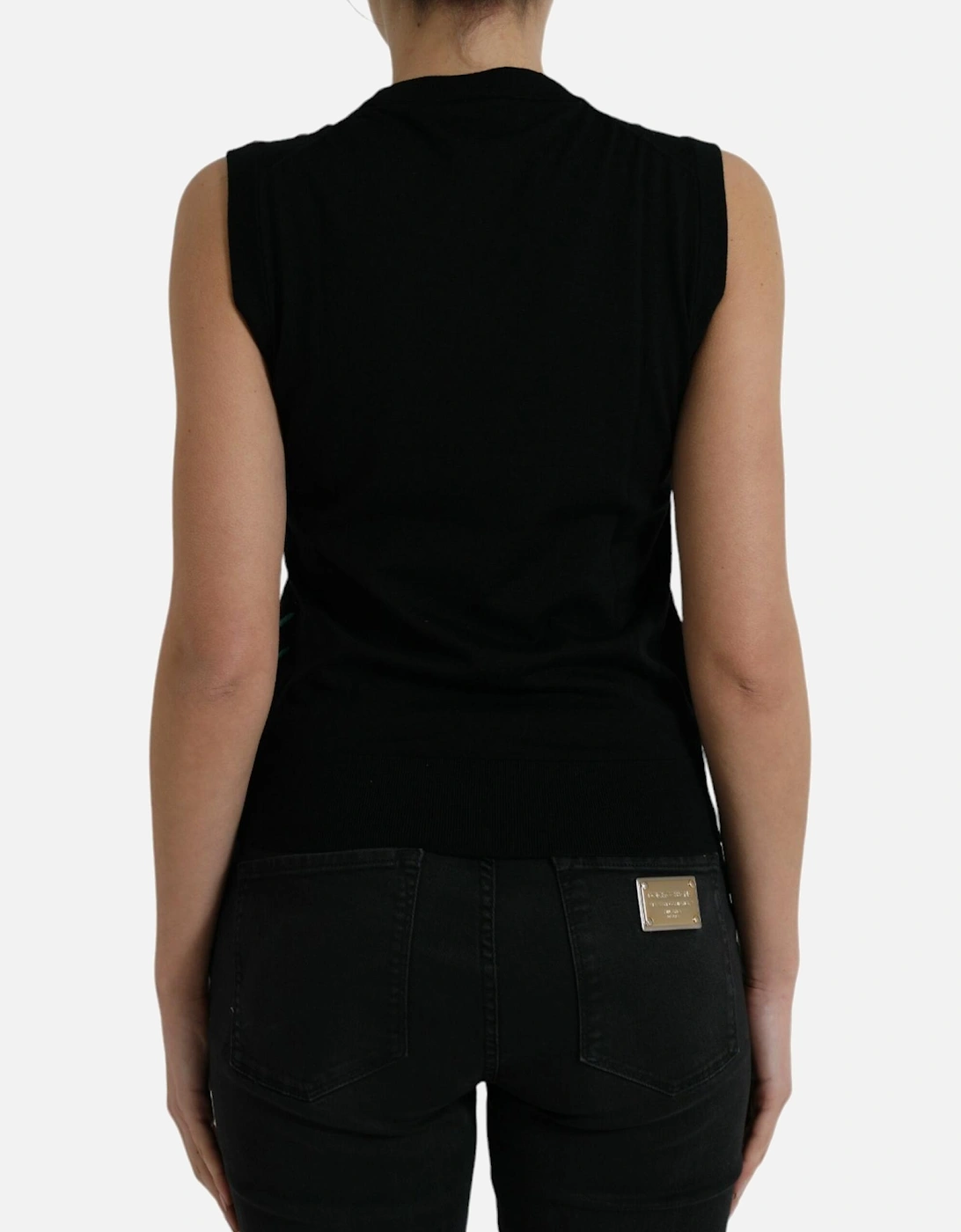 Jungle Print Wool Blend Tank Top Women - Black T-Shirts