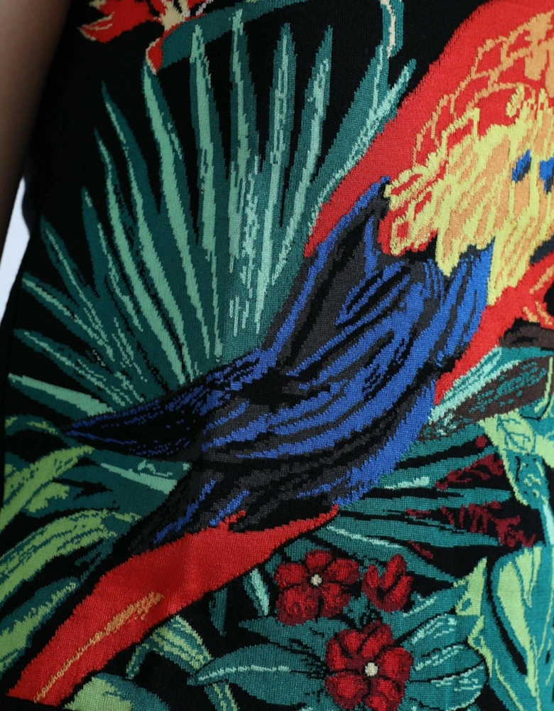 Jungle Print Wool Blend Tank Top Women - Black T-Shirts