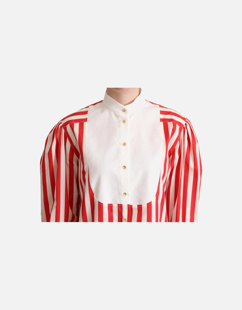 Dolce Gabbana Striped Poplin Shirt Red White Women