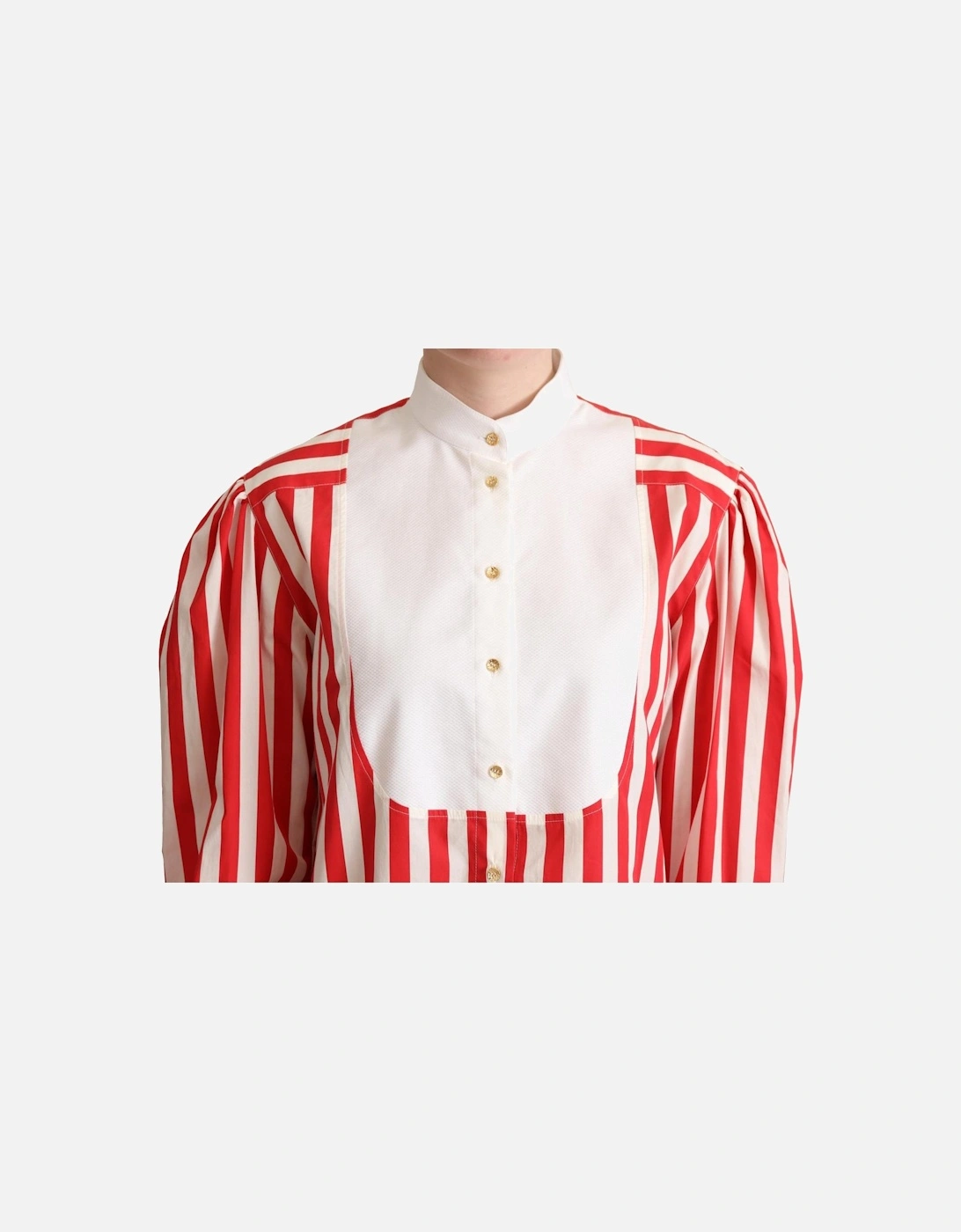 Dolce Gabbana Striped Poplin Shirt Red White Women