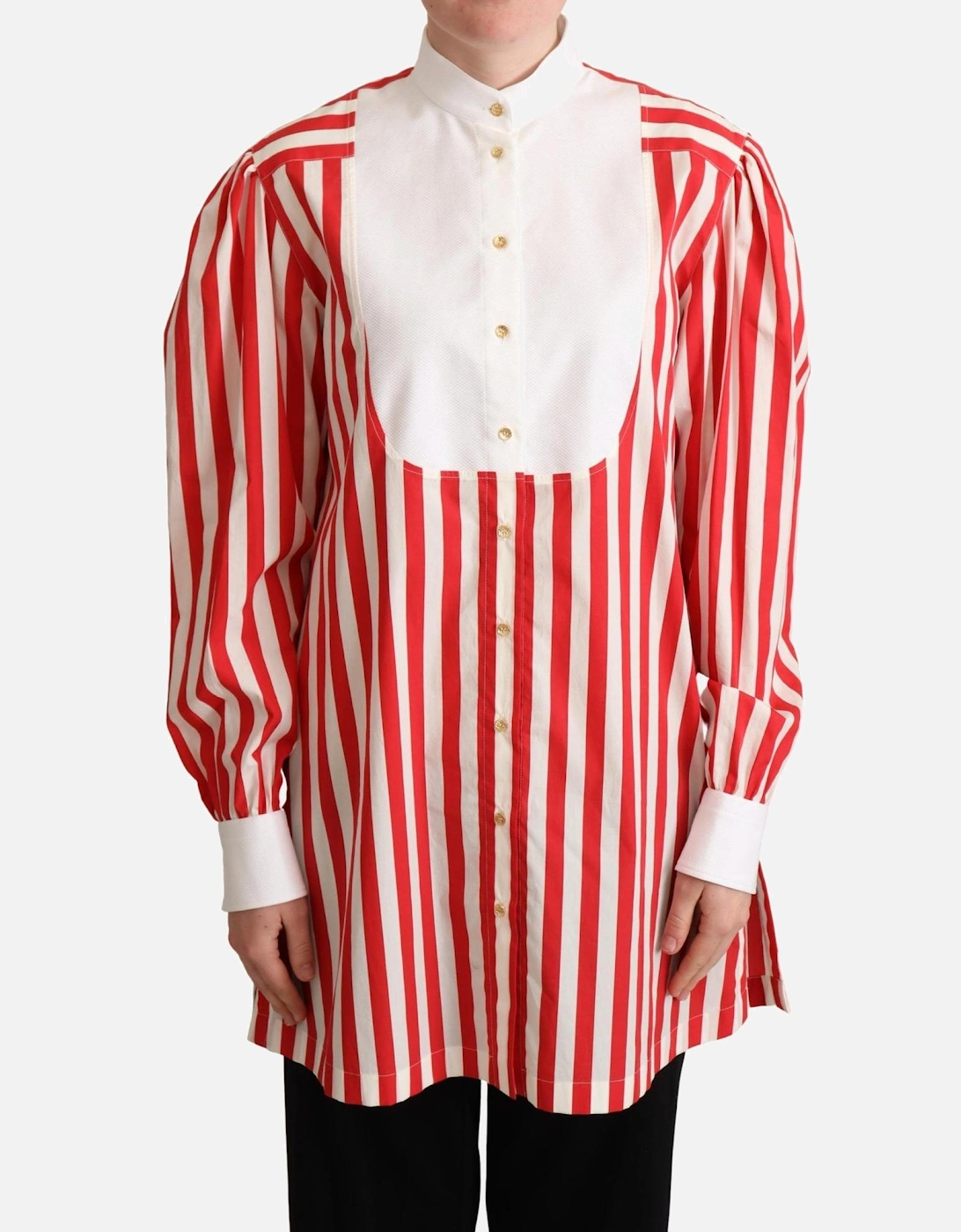 Dolce Gabbana Striped Poplin Shirt Red White Women, 5 of 4