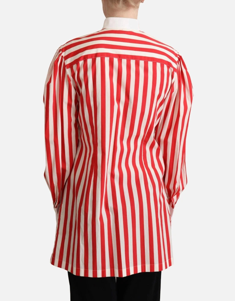Dolce Gabbana Striped Poplin Shirt Red White Women