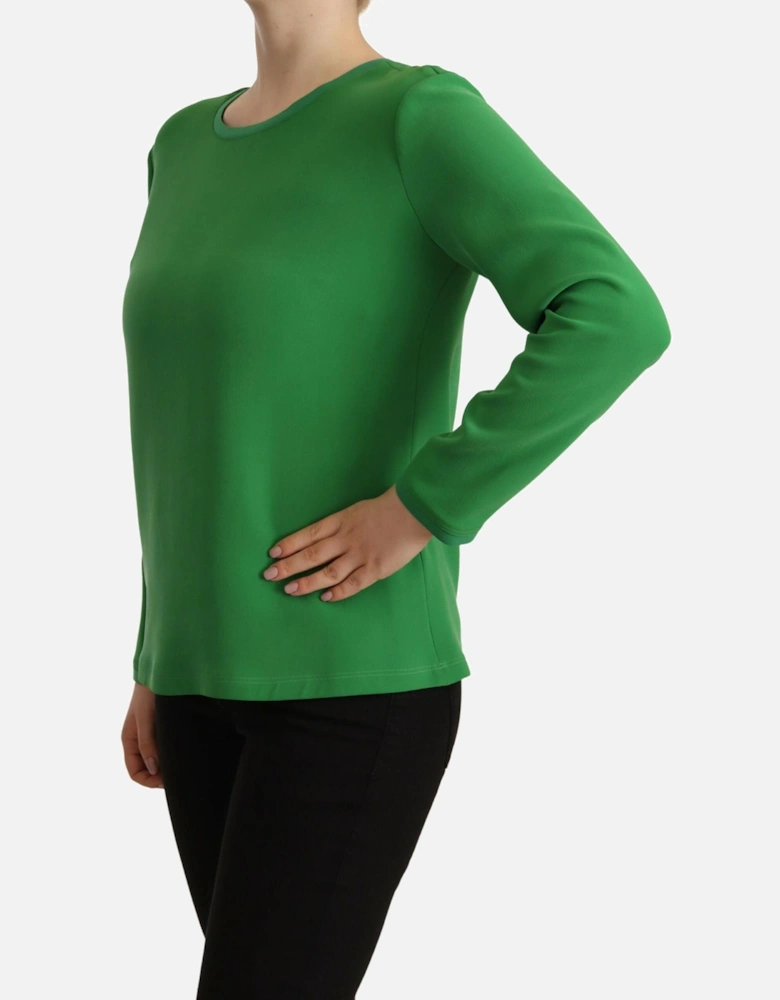 Long Sleeve Blouse Round Neck Women - Green Sweaters