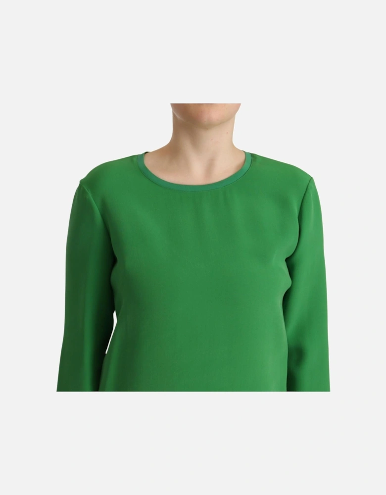 Long Sleeve Blouse Round Neck Women - Green Sweaters