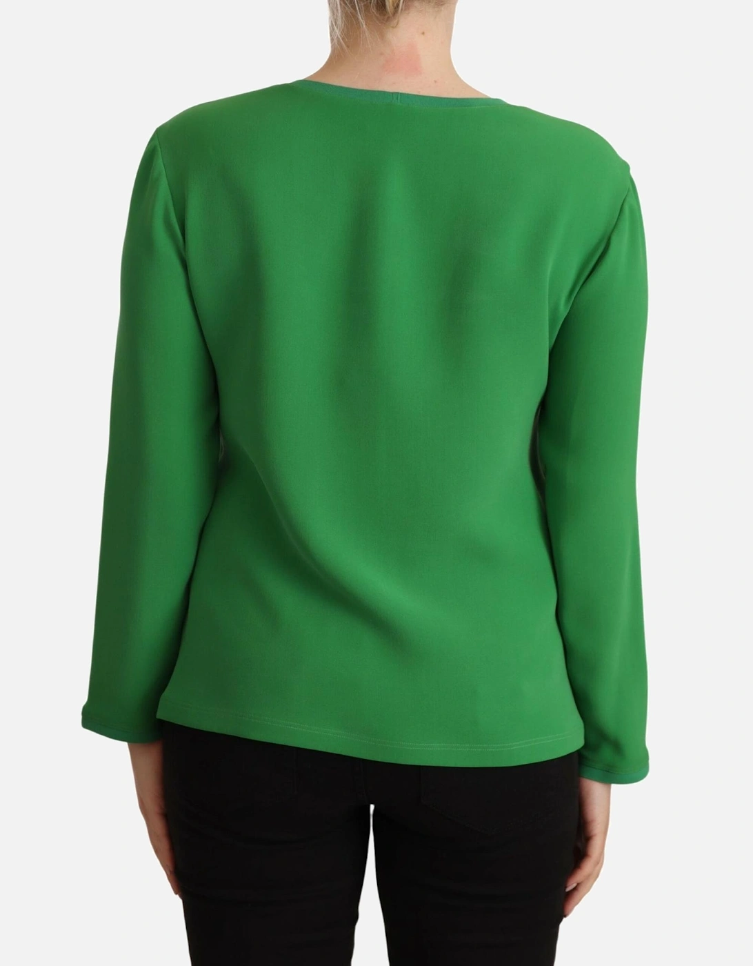 Long Sleeve Blouse Round Neck Women - Green Sweaters