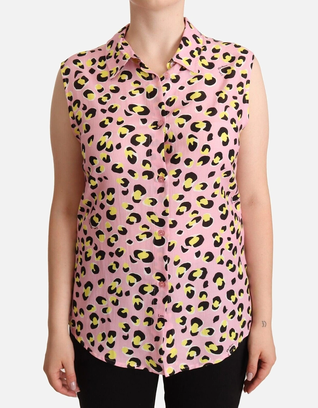 TSH7068 Sleeveless Leopard Shirt Women - Pink T-Shirts, 5 of 4