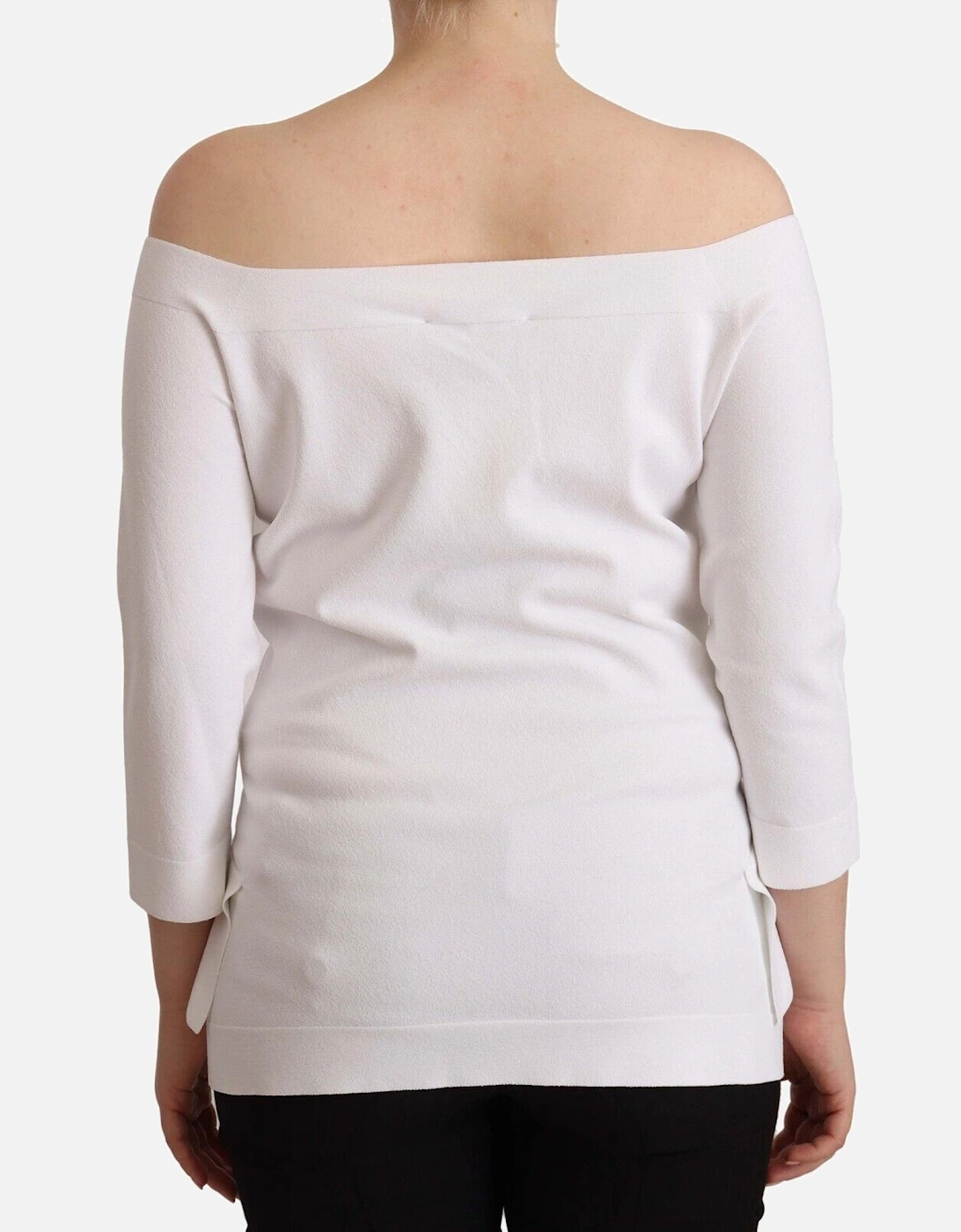 OfftheShoulder Ruffled Knit Top TSH7444 Women - White T-Shirts