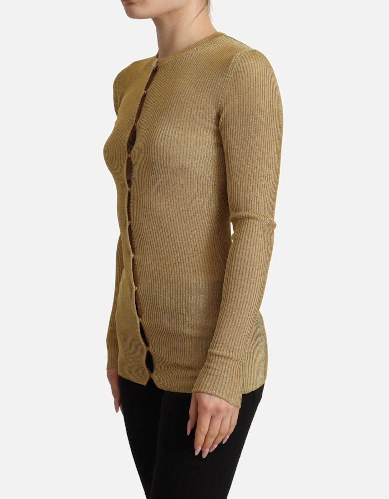 Metallic Knit Cardigan TSH7594 Women - Gold Sweaters