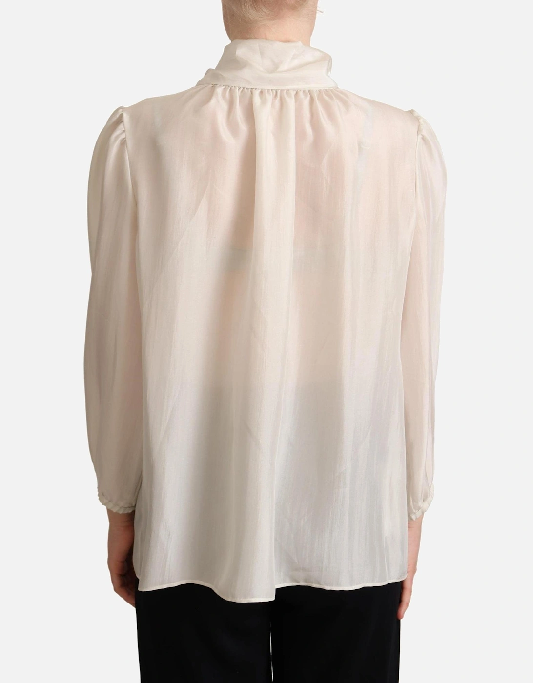 Dolce Gabbana Silk Blouse High Neck Long Sleeves Women - Gray T-Shirts