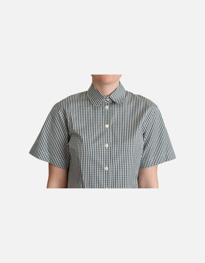 Dolce Gabbana Gingham Cotton Shirt Short Sleeves Women - Green