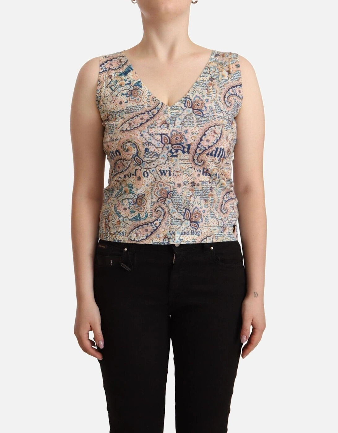 Paisley Print Sleeveless Top Women - Multicolor T-Shirts, 5 of 4