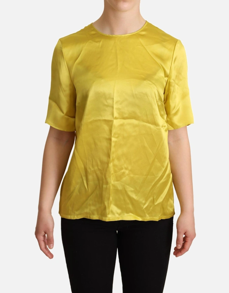 Dolce Gabbana Silk Blouse Short Sleeves Women - Yellow T-Shirts