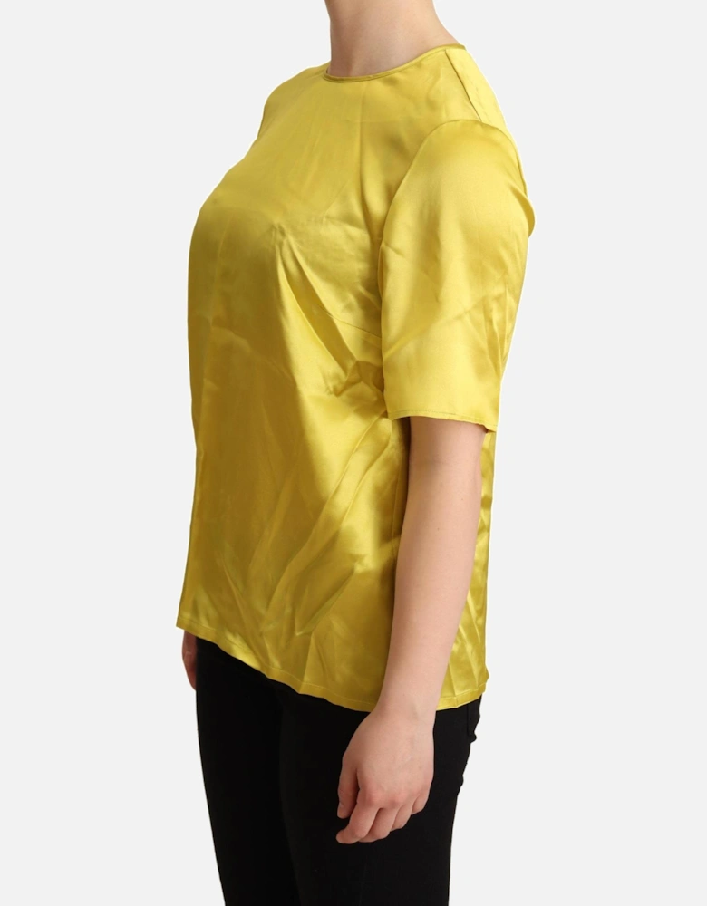 Dolce Gabbana Silk Blouse Short Sleeves Women - Yellow T-Shirts