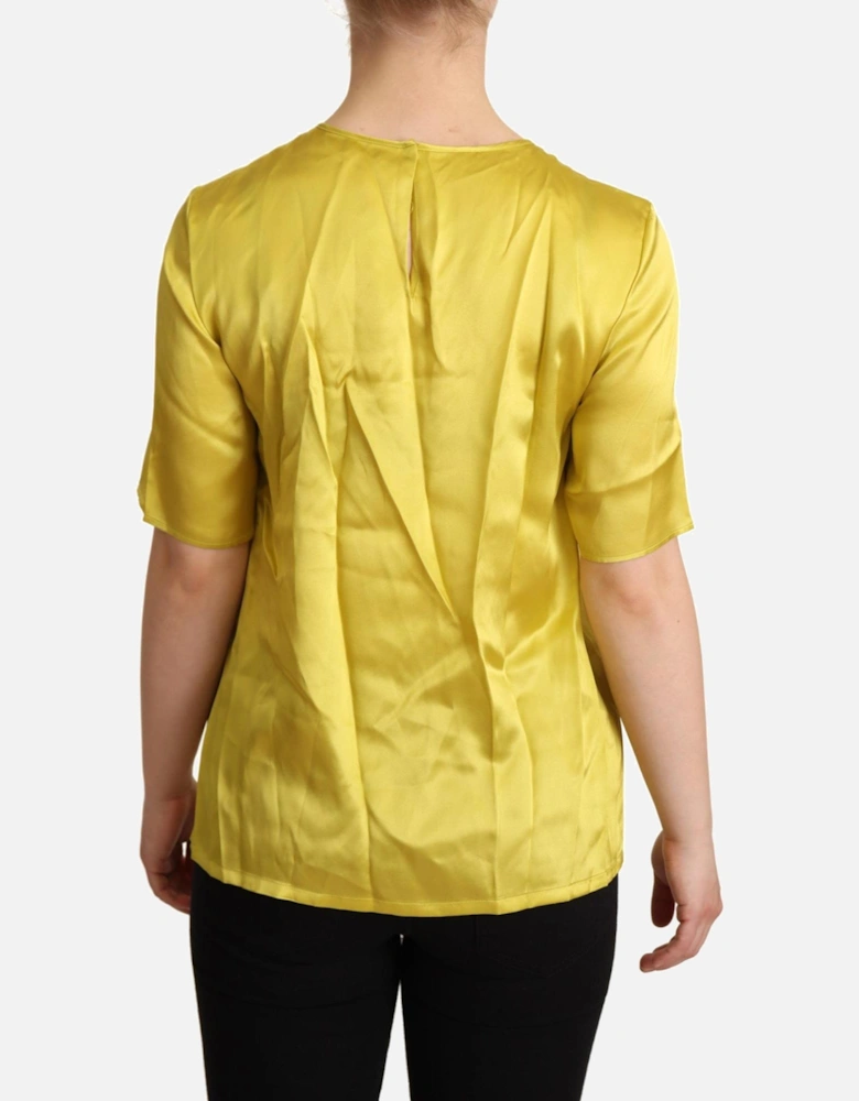Dolce Gabbana Silk Blouse Short Sleeves Women - Yellow T-Shirts