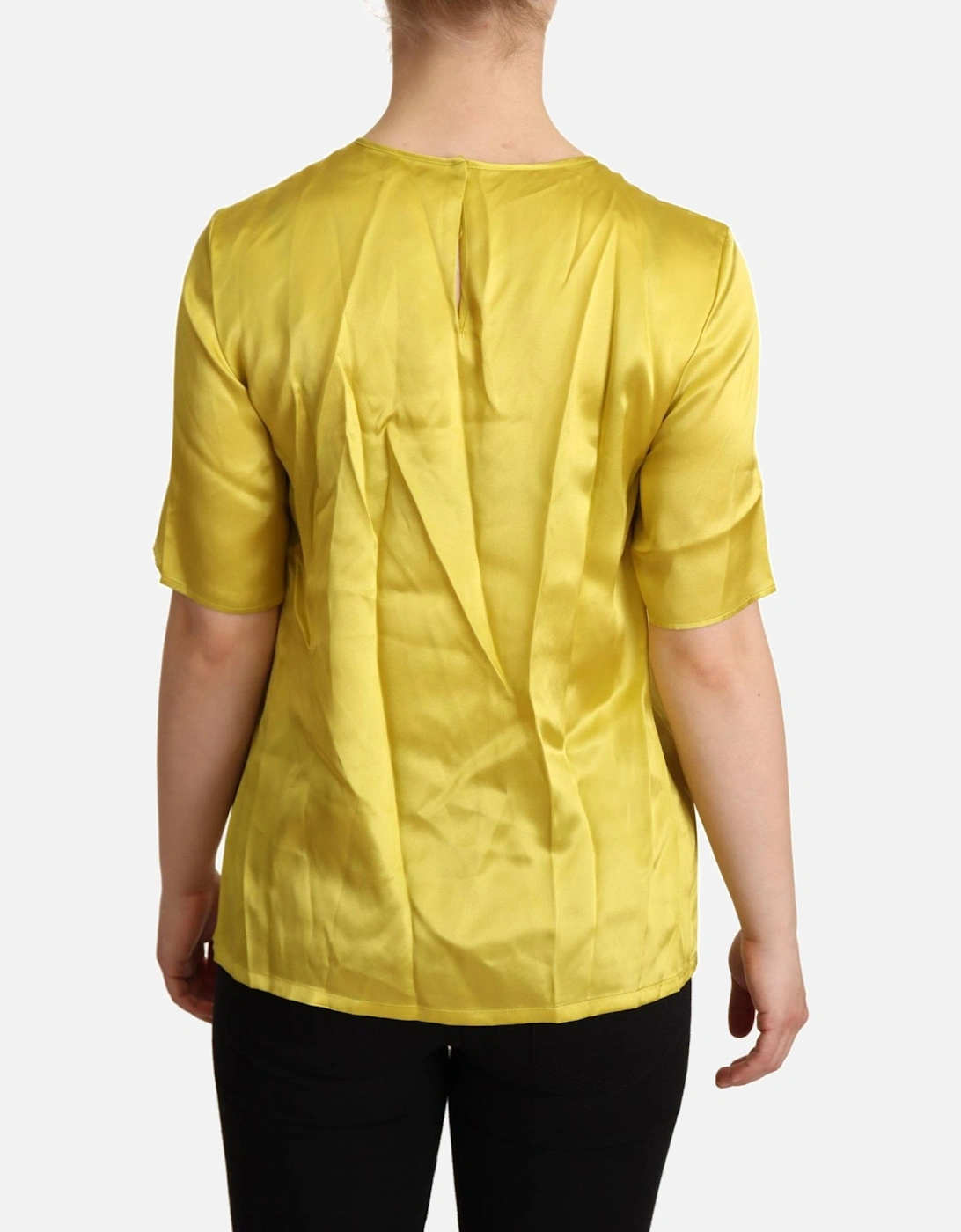 Dolce Gabbana Silk Blouse Short Sleeves Women - Yellow T-Shirts