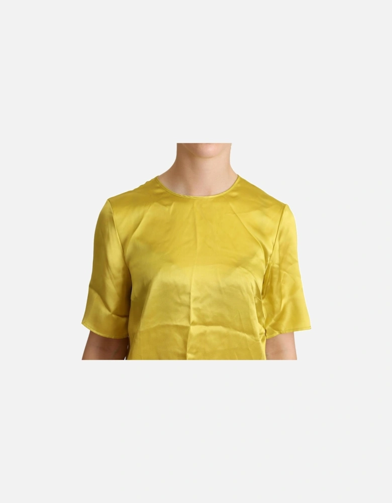 Dolce Gabbana Silk Blouse Short Sleeves Women - Yellow T-Shirts