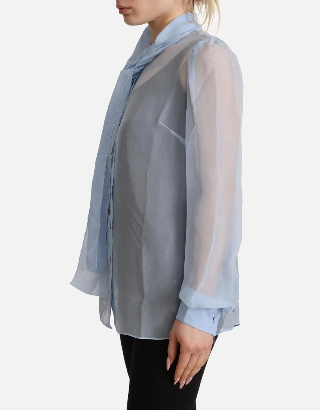 Dolce Gabbana Silk Tie Neck Blouse Women - Light Blue T-Shirts