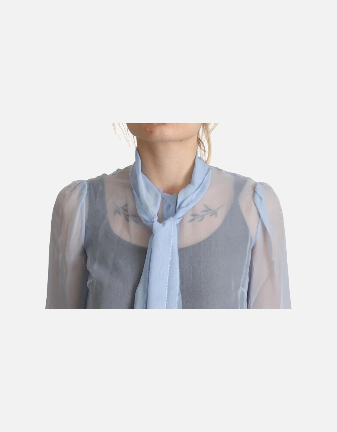Dolce Gabbana Silk Tie Neck Blouse Women - Light Blue T-Shirts