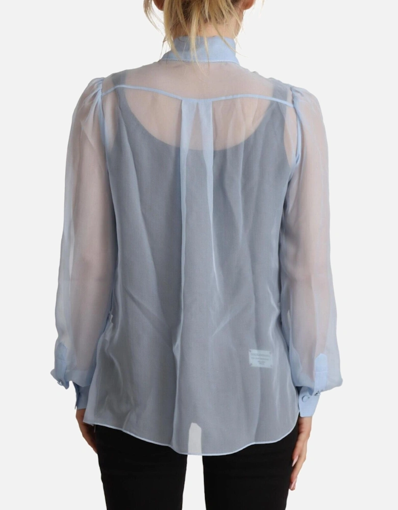 Dolce Gabbana Silk Tie Neck Blouse Women - Light Blue T-Shirts