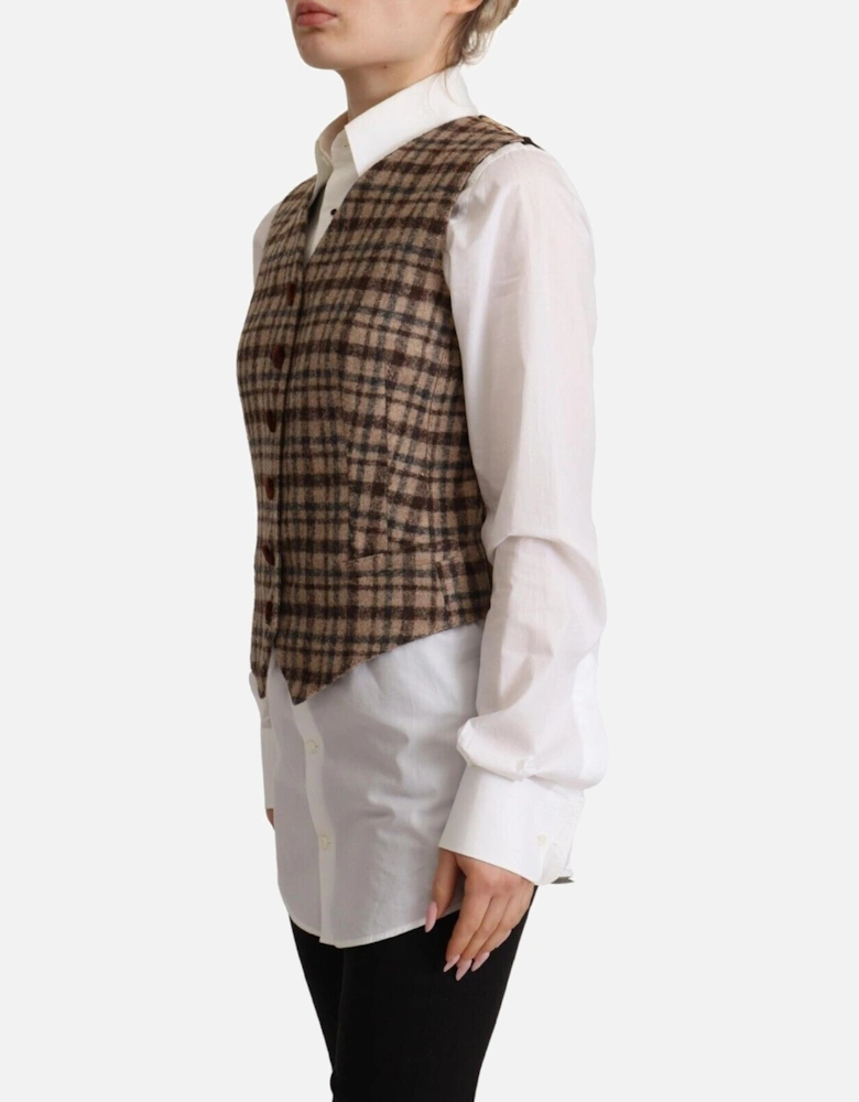 Plaid Wool Vest TSH7620 Women - Brown